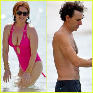 Isla Fisher Wears Pink Bathing Suit During Beach Day With Sacha Baron Cohen In Barbados Isla