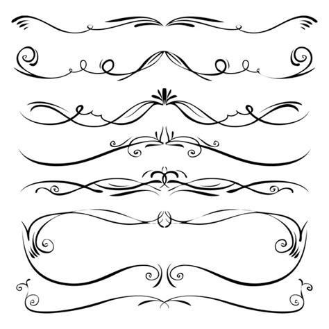 Hand Drawn Vector Vintage Swirl Borders Frames Set Stock Vector By