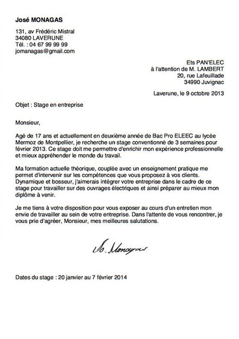 Cv Et Lettre De Motivation Pour Un Stage En Bac Pro