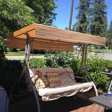 I was able to replace my old outdoor patio swing cushion & canopy for a total of just $14! Making a Replacement Canopy for an Outdoor Swing | Patio ...