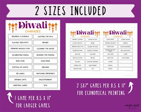 Diwali Charades Game Printable Festival Of Lights Party Games My Xxx