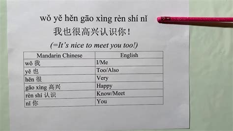 How To Say Its Nice To Meet You Too In Mandarin Chinese Youtube