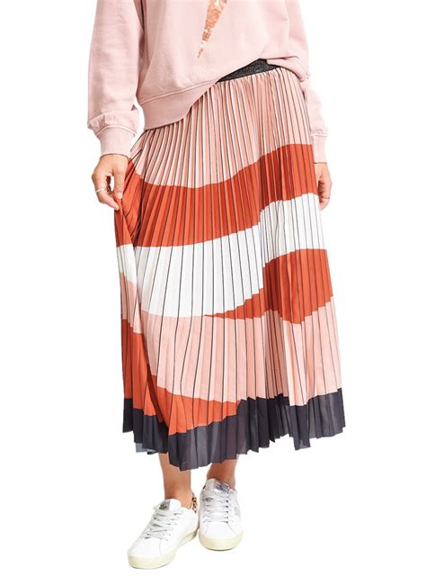 The Others The Sunray Pleat Skirt Orange Lines Shop The Others Online