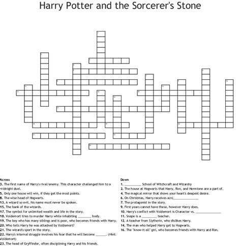 Includes the cursed child stage play. Harry Potter Crossword Printable That are Slobbery ...