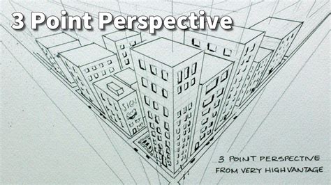 Draw City Buildings In 3 Point Perspective And Looking Down From Above