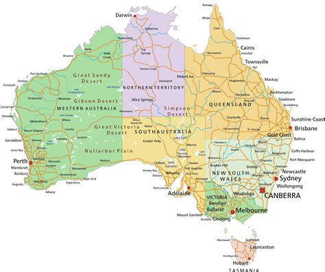 Australia Map With Capital Cities And States United States Map