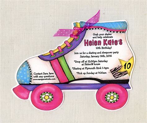 15 Girl Roller Skate Birthday Party Invitations Personalized