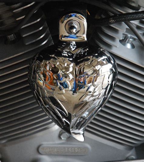 Chrome Angel Wing Heart Shaped Horn Cover Dyna Sportster Softail