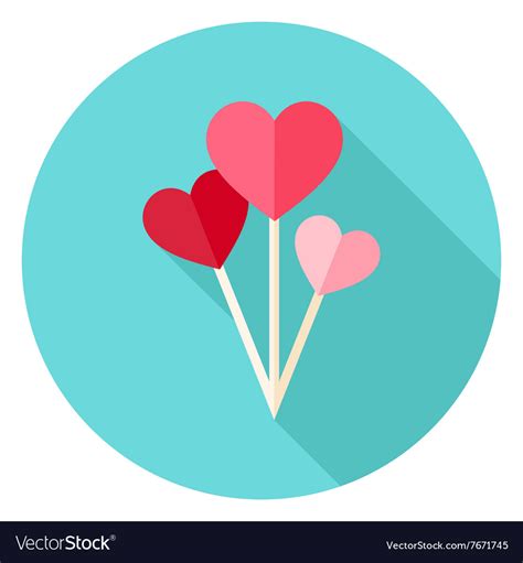 Valentine Day Heart Shaped Balloons Circle Icon Vector Image