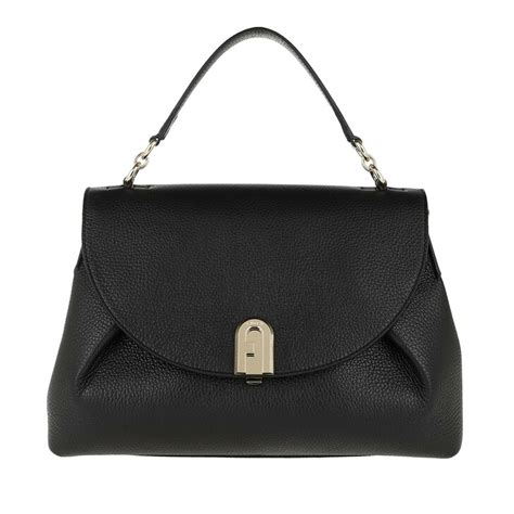 Furla Sleek Medium Handle Bag Black In Black Fashionette