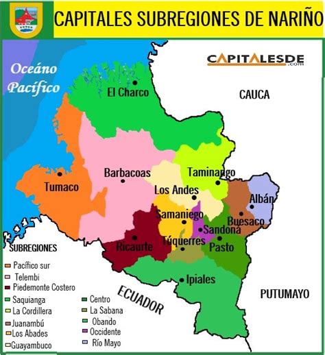 Capitales De Las Subregiones De Nariño Listado Capitales De