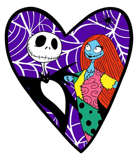 Jack And Sally Spiderweb Heart Sticker Jack Skellington Etsy