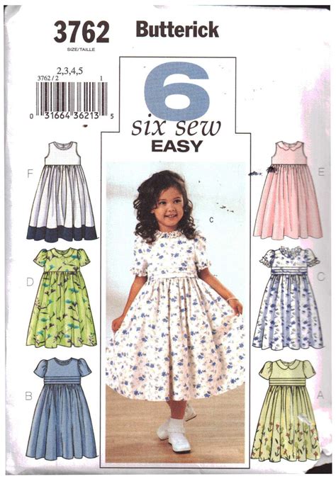 Butterick 3762 Girls Dress Size 2 3 4 5 Uncut Sewing Pattern