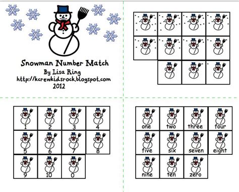 Mrs Lisas Pre K Crew Rocks Snowman Number Match