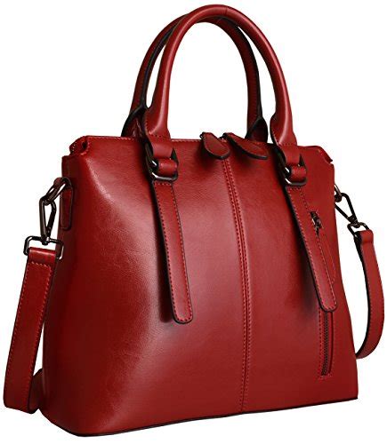 Heshe Womens Leather Shoulder Handbags Work Totes Top Handle Bag