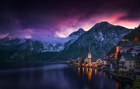 Wallpaper The Sky Clouds Mountains Lake The Evening Austria