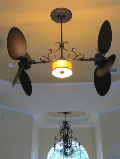 Guaranteed low prices on modern lighting, fans, furniture and decor + free shipping on orders over $75!. Twin Star Dual Ceiling Fan with Silk Shade light kit lit ...