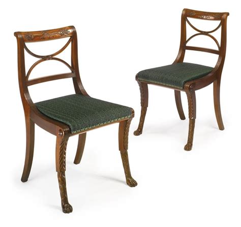 509 A Very Fine Pair Of Federal Carved Mahogany Klismos Side Chairs Attributed To Duncan