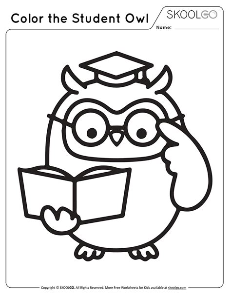 Color The Student Owl Free Printable Worksheet Skoolgo