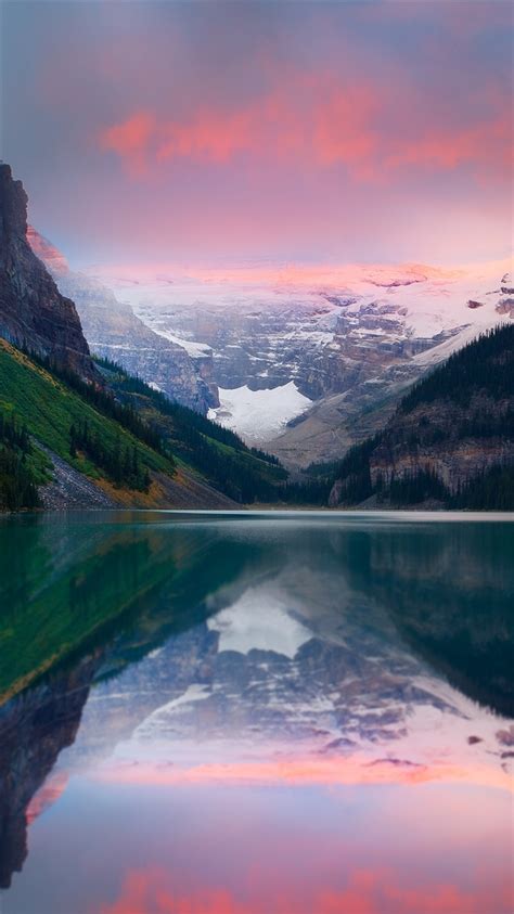 Mountains Sunset Lake Sky Snow Peaks Iphone 8 Wallpapers Free Download