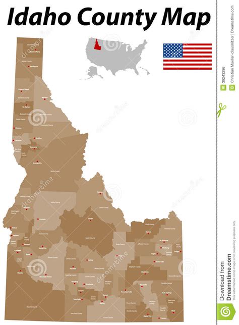 Idaho County Map Stock Vector Illustration Of Boundary