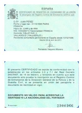 Certificado De Residencia Permanente De Ciudadano De La Uni N