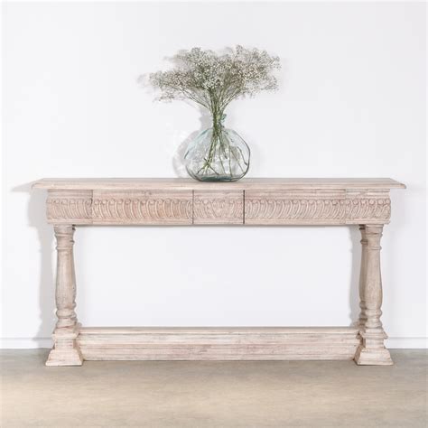 French Farmhouse Rustic Large Refectory Wooden Acacia Console Table