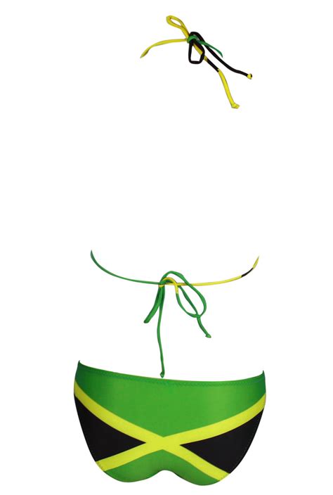 Ecolore Womens Fashion Caribbean Jamaica Flag Bikini Swimsuit Swimwear