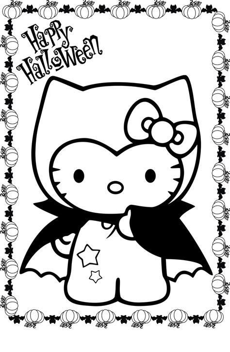 Hello Kitty Halloween Coloring Page - Coloring Home