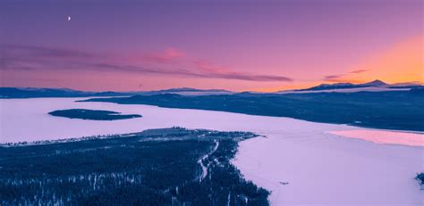 The Sun Setting Over Frozen Marsh Lake Yukon Oc 3992x1950 R
