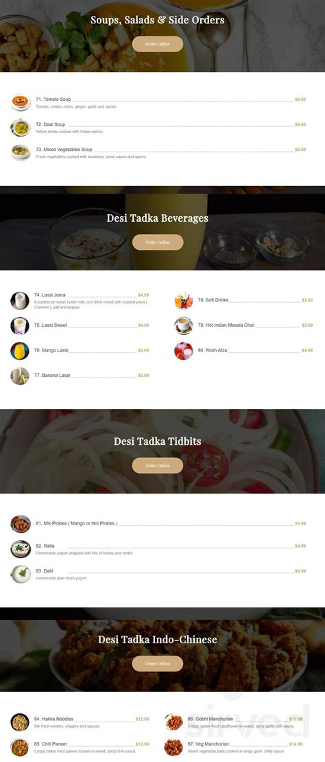 Desi Tadka Indian Grill Menu In Bellevue Washington Usa