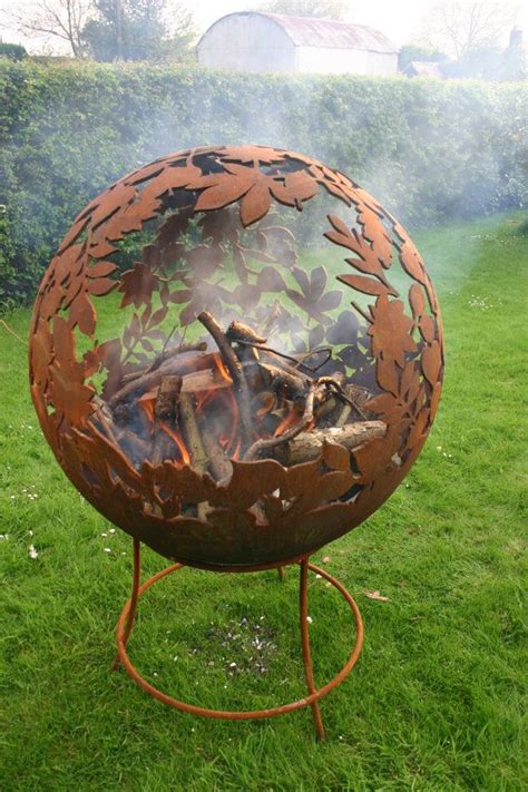 Fire Sphere 900mm Sculptural Fire Pit Leaf Etsy Fire Pit