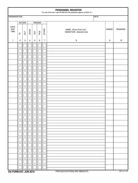 Da Form 647 Fill Online Printable Fillable Blank Pdffiller