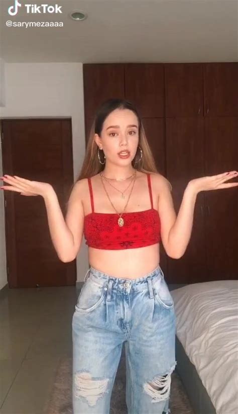 sexy saraí meza in red crop top