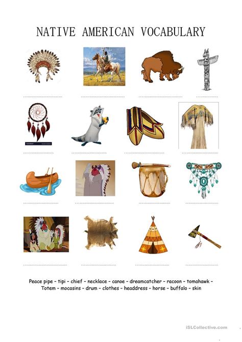 native americans vocabulary english esl worksheets native american vocabulary native