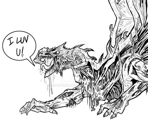 Zombie Dragon Lineart By Sir Ryken On Deviantart