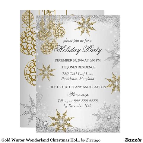 Gold Winter Wonderland Christmas Holiday Party 5 Invitation Christmas