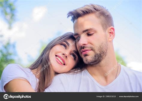 Sensual Hug Love Romance Concept Romantic Date Handsome Man Pretty Girl In Love Sexual
