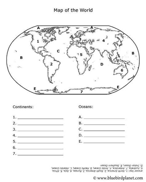 Free Printables For Kids Geography Worksheets Continents And Oceans