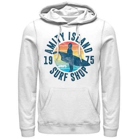 Mens Jaws Retro Amity Island Surf Shop Pull Over Hoodie Surf Shop