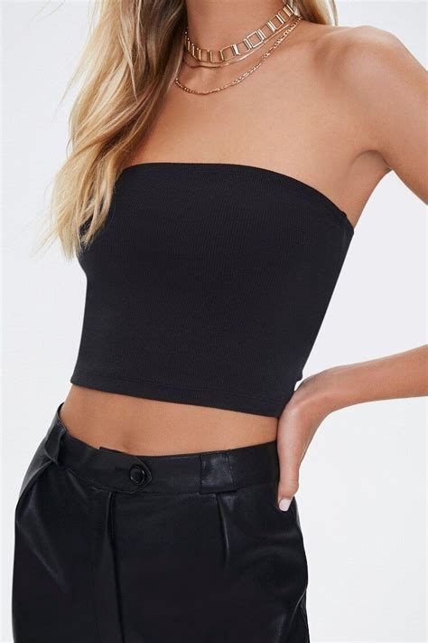 Stretch Ribbed Cropped Tube Top Forever 21 Tube Top Outfits