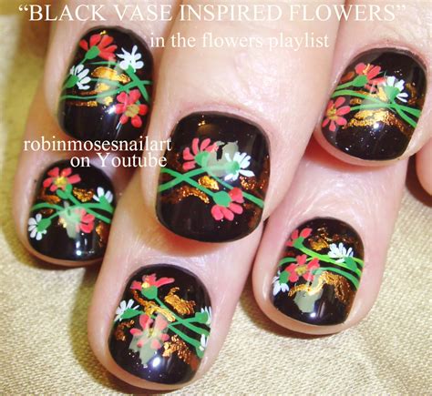 Nail Art By Robin Moses Red And Blue Flower Nails Cutest Flower Nails