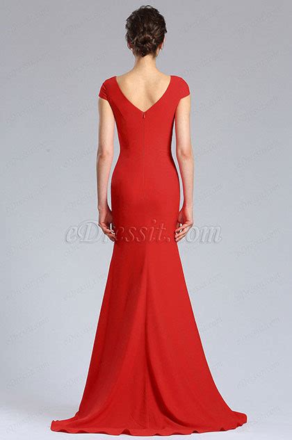 New Cap Sleeve Red Women Evening Party Dress 02181902 Edressit