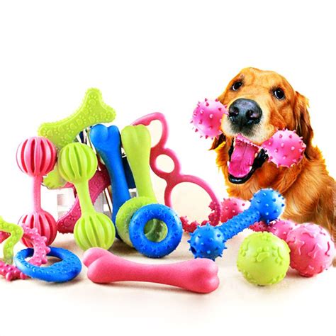 2017 Pet Dog Toys Rubber Puppy Chew Squeaker Squeaky Dogs Toy Ball