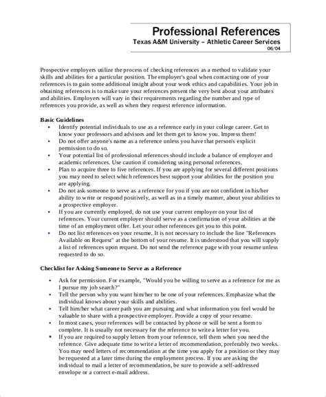 sample professional reference templates  ms word