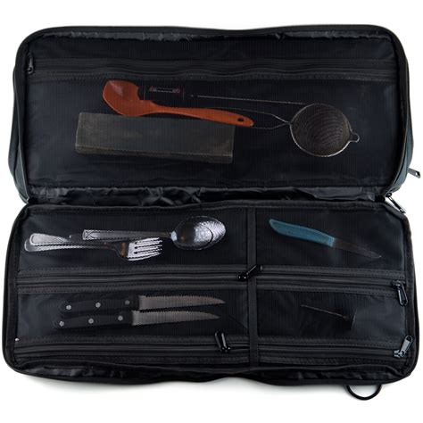 The knives are stored in either a hard plastic or metal case, or alternatively a cloth case that can be rolled up with the knives stored individually between different sections of cloth. Chef Knife Case Bag | 3 Large Compartments For Knives and ...