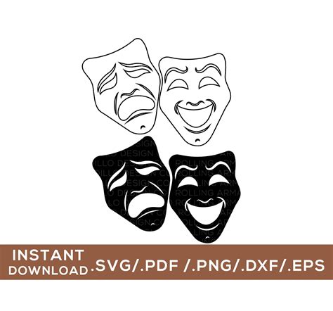 Theatre Masks Clipart Digital Cut File Svg Png Dxf Pdf Etsy