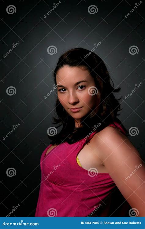 Woman In Pink Stock Image Image Of Pink Sensual Serious 5841985