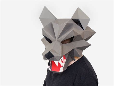 DIY Werewolf Mask Template Low Poly Paper Craft Project Wolf - Etsy Denmark