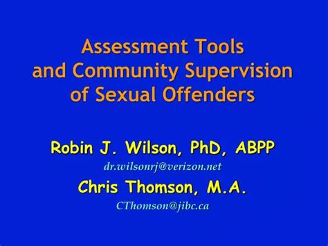 Ppt Assessment Tools And Community Supervision Of Sexual Offenders Powerpoint Presentation